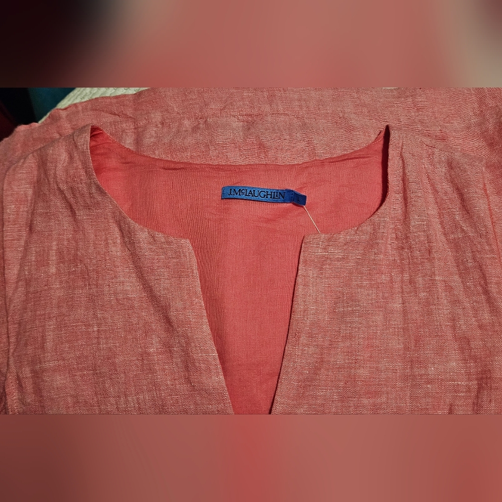 NWT J. McLaughlin Rue Dress: Linen/sleeveless: Color- Peony: Size-Large - Picture 8 of 14